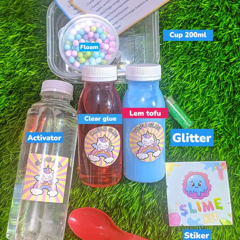 Slime kit ekonomis TOFU dan CLEAR GLUE terlengkap selim 0