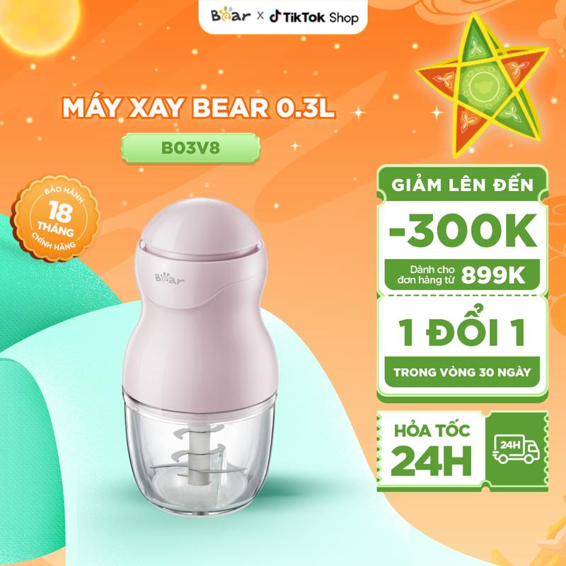 [BH 18 tháng] Máy Xay Ăn Dặm Cho Bé BEAR Máy Xay Cầm Tay Máy Xay Đa Năng Máy Xay Mini Xay Tỏi Ớt Xay Rau Củ 8 Lưỡi Xay 0,3L GR-B03V8