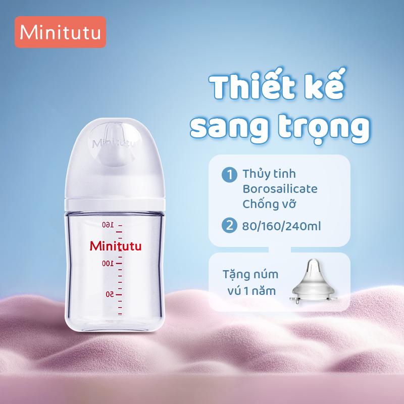  Minitutu Bình Sữa Minitutu Thủy Tinh cho Bé 80ML 160ML 240ML BPA Free 