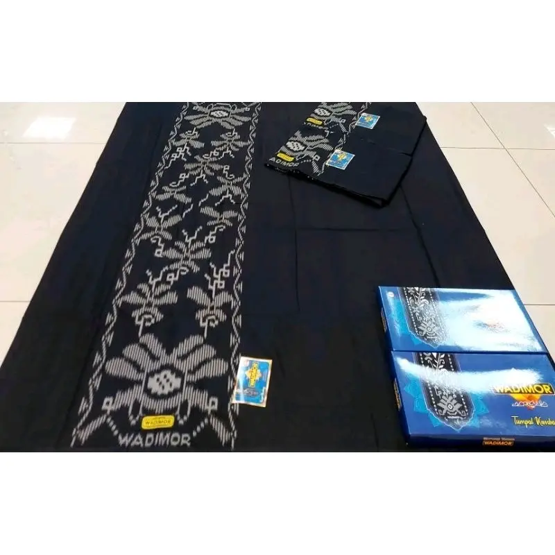 Sarung Wadimor Husus Hitam Tumpal/Garis Kembang Bahan Katun Sarung Dewasa 8