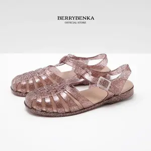 Berrybenka - Sepatu Sandal Tali Wanita Sofia Molly Jelly Flat Sandal Round Toe Open Toe Shoes Sendal Selop Karet Nyaman untuk Outfit Casual