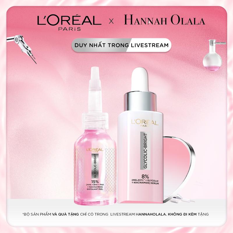[VB] Bộ dưỡng chất peel sáng da làm sạch tế bào da 25ml & Serum Melasyl làm mờ thâm nám 8% Glycolic L'Oreal Paris 30ml