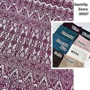 Kain Chantilly Potongan Zeora 35527 (2.5m x 1.5m) bahan adem nyaman dipakai motif cantik cocok untuk seserahan atau bridesmaid, bagus untuk pakaian kebaya atau dress panjang. harga tertera perpotong (panjang 2.5m x lebar 1.5m)