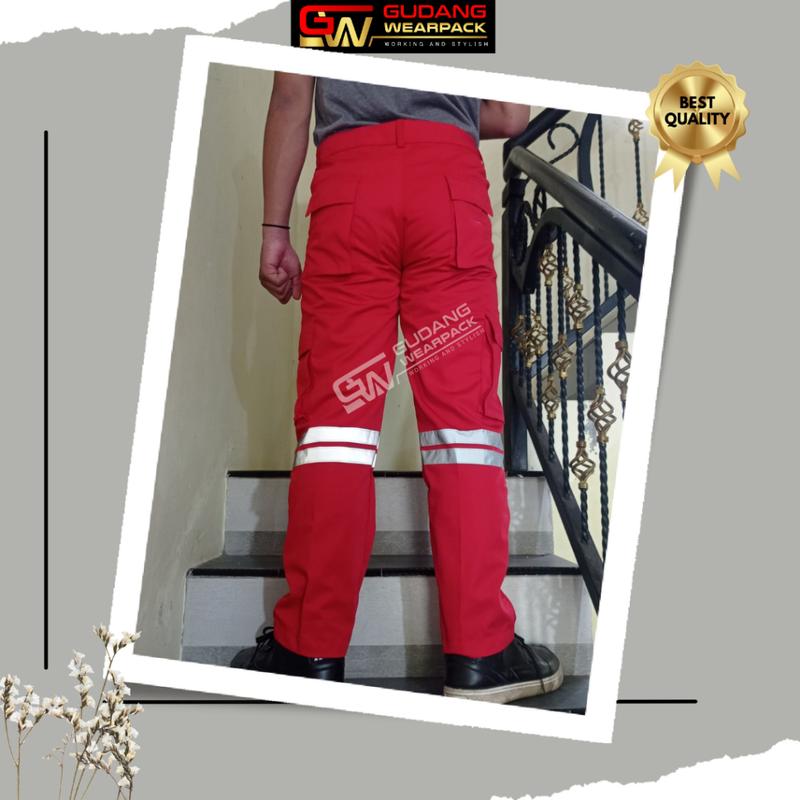 Celana Kerja Cowok Panjang Formal Model Cargo Warna MERAH (/Wanita ) - Gudang Wearpack tiktok shop 2