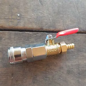 Quick Coupler Sambungan Selang Set Kran 1/4 Inch Air Cock Kran Hato dan Coupler 20 SF 1Set Untuk Kompresor Angin