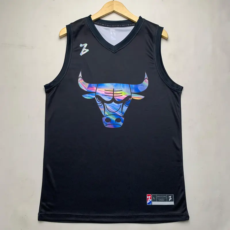 Jersey Basket Michael Jordan Chicago Bulls #23 BLACK RAINBOW HITAM 1