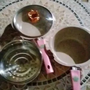 [MK]Panci MPASI Steamer Full Set 22cm Anti Lengket Granite Coating Cepat Panas untuk Kukus & Masak Harian Peralatan Dapur Multifungsi - Kaca, Kayu Kitchenware