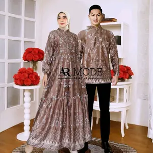 Gamis Couple TAMARA Silk Kantong Motif Muslim Harian Dress Wanita Maxi Nyaman Panjang