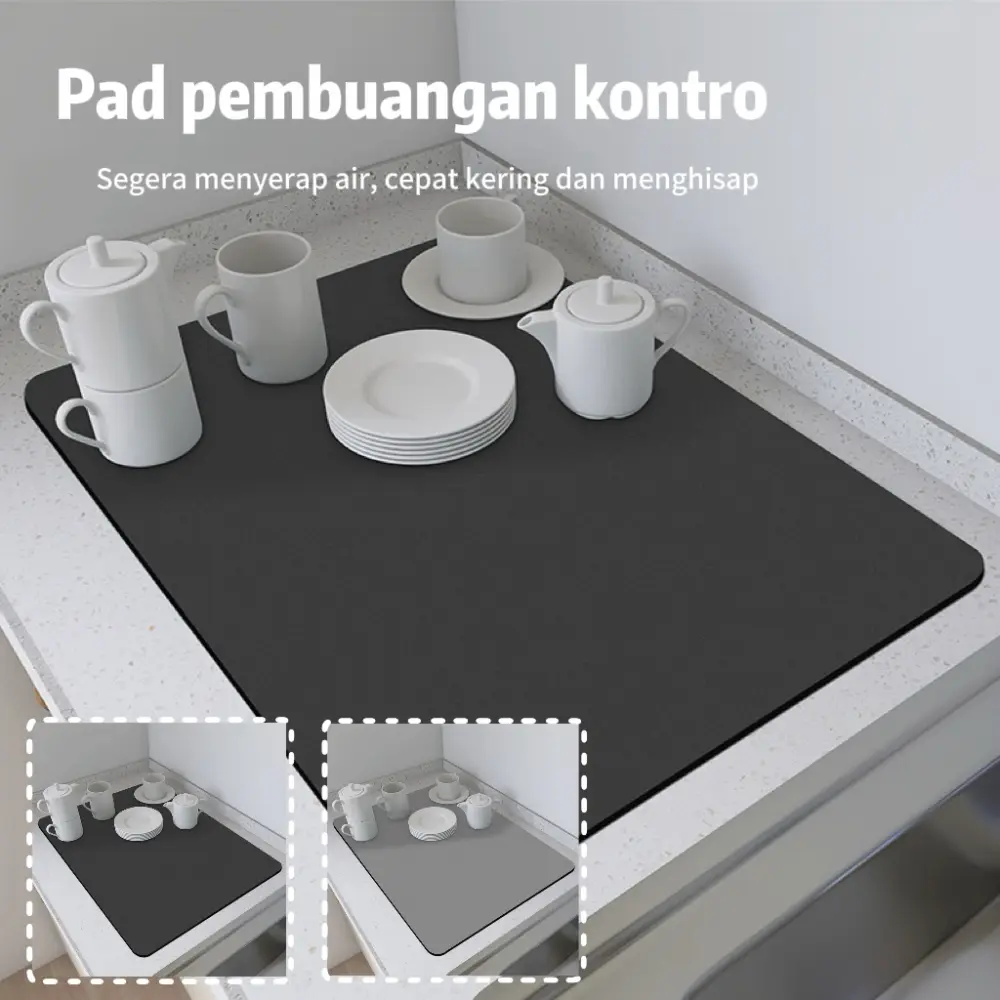 Alas Tatakan Pengering Diatom Lumpur Serap Air  Piring Coffee Placemat Meja Dish Drainer Drying Mat Cuci Anti Slip Untuk Dapur Super Absorbent Drain Pad Cangkir Karet Peralatan