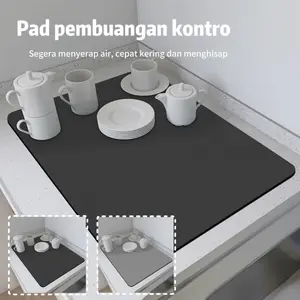 Alas Tatakan Pengering Piring Coffee Placemat Meja Dish Drainer Drying Mat Cuci Anti Slip Untuk Dapur Super Absorbent Drain Pad Cangkir Karet Peralatan