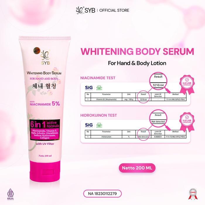 Promo NEW SYB Whitening Body Serum With Collagen + 5% Niacinamide [Lotion Mencerahkan Kulit dan Lembut 200ml]