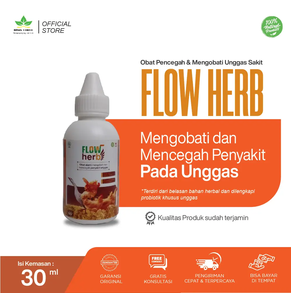 Obat alami atasi semua penyakit pada unggas  - Flow Herb 30ml jamu ayam vitamin ampuh