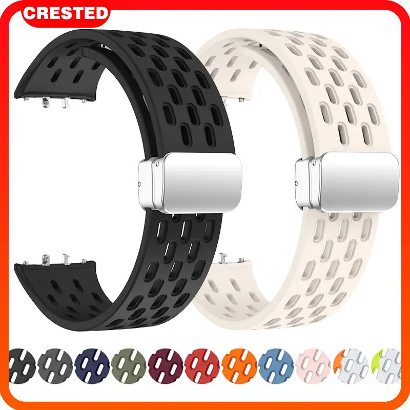 Magnetic Silicone Rubber Band Strap For Samsung Galaxy Fit 3 Replacement Sport Belt Bracelet Accessories for Tali Jam Tangan Smartwatch Samsung Fit3 Metal Buckle