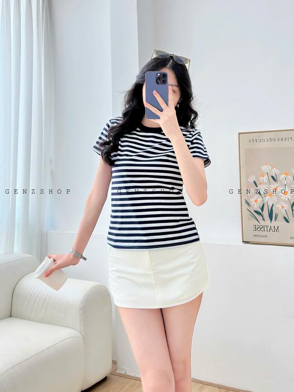 Áo Thun Sọc Ngang Form Babytee  Màu Trung Tính Áo Form Vừa Nữ - Thương Hiệu Uy Tín BBT25 6