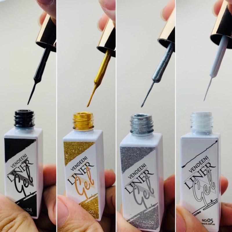 Cọ Nét Vendeeni 4 Màu Vàng Bạc Đen Trắng Cao Cấp Chai 15ml Chuyên Làm Nail Đầu Cọ Mảnh Mềm Mướt Sơn Gel Vẽ Móng Siêu Dễ Màu Bóng Bền Không Cần Vệ Sinh Cọ
