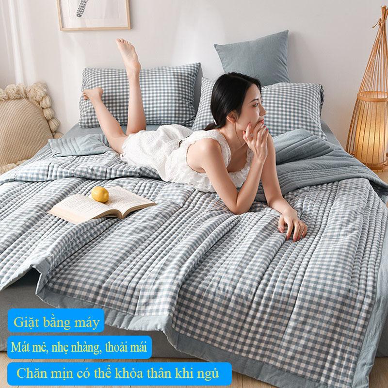 Chăn hè MINJ Chăn lạnh mùa hè chất vải bông lạnh mềm mại giữ ấm điều hòa nhiệt độ kích thước 2mx2m2