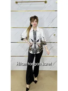 TOS 280 -setelan oneset wanita dewasa - set merak & 2 versi celana #setelan baju celana wanita panjang dewasa remaja oversize #tiktokshop #outfit #oneset #cucigudang Lengan pendek Setelan Kulot Atasan Motif Rayon