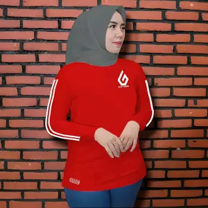 Baju Olahraga Wanita Lengan Panjang Kaos Running Muslimah Lari Gym Senam Bulutangkis Sport Sporty