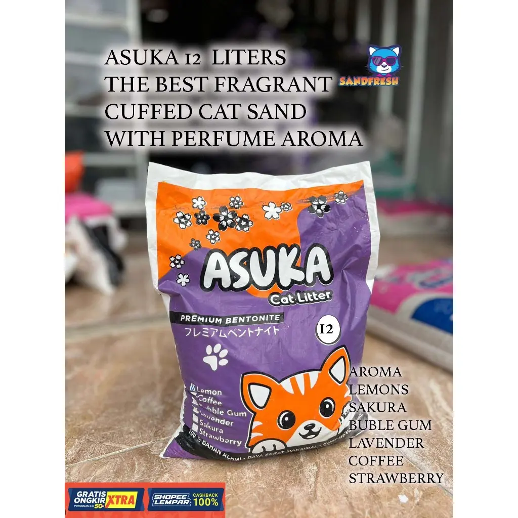 LAGI PROMO 12 LITER ASUKA-PASIR KUCING GUMPAL WANGI