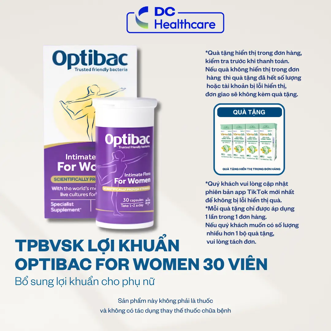 LỌ 30 VIÊN MẪU MỚI Men vi sinh phụ khoa TPBVSK Optibac For Women Bổ sung lợi khuẩn cho phụ nữ