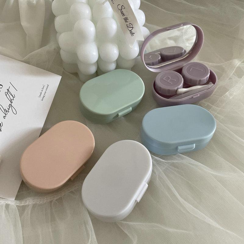 Portable Cute Contact Lens Box Case For Eyes Care Kit Candy Solid Color Softlens Case Kontak Lensa Case Polos Cleaning 2