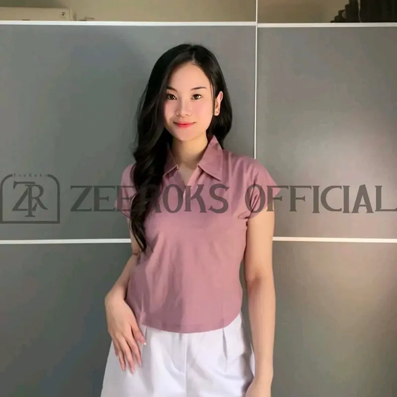 baju wanita crop top leher kerah polo lengan pendek terbaru bahan cotton combed 7
