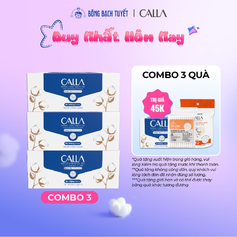  Combo 3 Bông tẩy trang Bông Bạch Tuyết Calla Xỏ Ngón làm sạch da 80 miếng hộp Skincare 