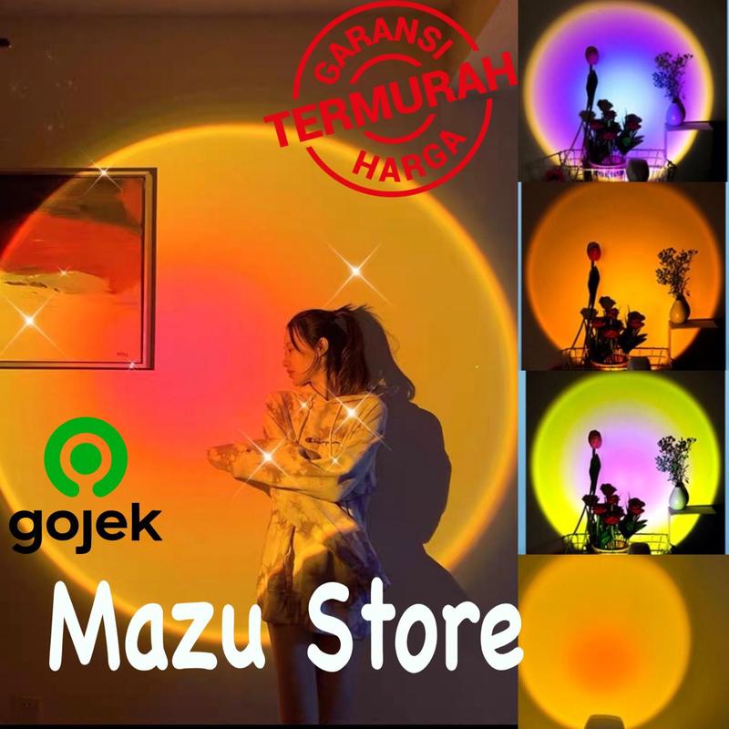 Lampu Tidur Proyektor Led Motif Matahari Terbenam Warna Pelangi sunset lamp sun Color USB 0