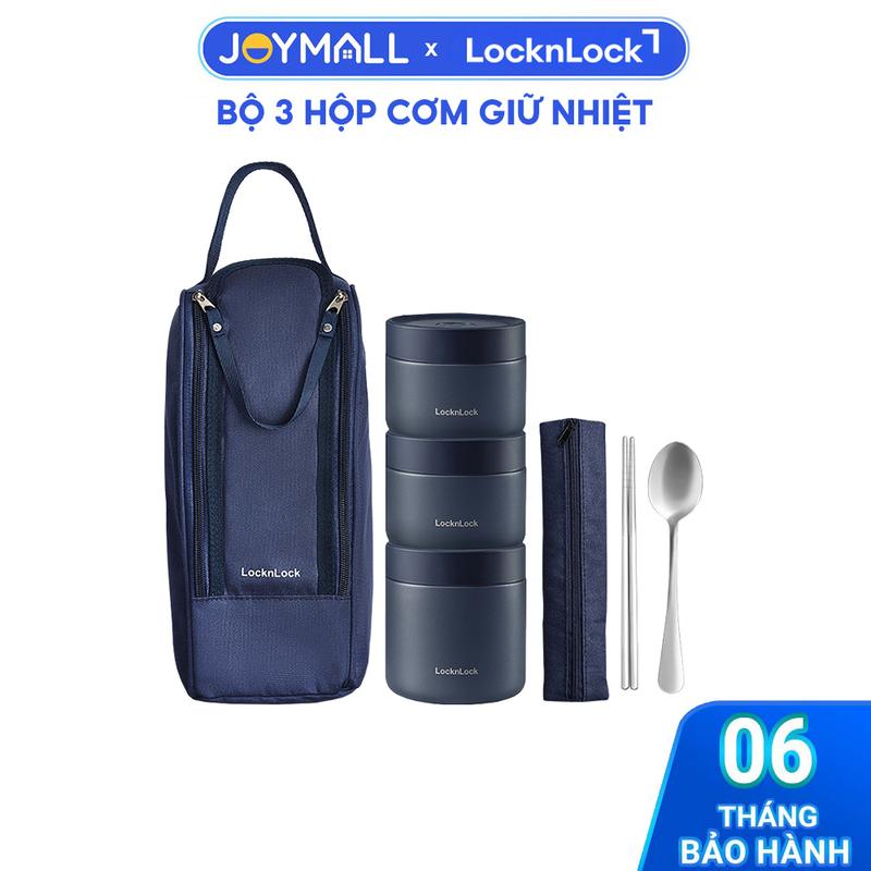 Bộ 3 Hộp Cơm Giữ Nhiệt Locknlock Lunch Box LHC8052S01