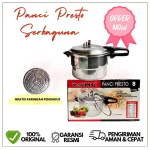 Panci Presto + Steamer 8 liter HC Free Pelunak Daging Stainless