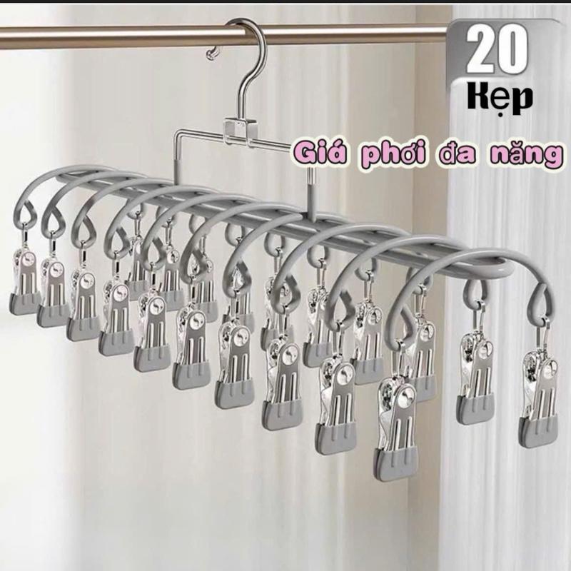 Giá Phơi Tất Đồ Lót 20 Kẹp 18 kẹp Phơi Chất Liệu Thép Không Gỉ Giúp Tiết Kiệm Không Gian kẹp phơi tất đồ lót