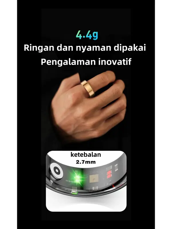 Hailiases Smart Ring Cincin Pintar Multifungsi Kesehatan Olahraga IP68 Waterproof Heart Rate & Blood Oxygen Monitoring Jam Smartwatch Ponsel Layar 3
