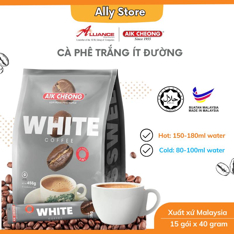   Chính hãng   Cà phê ít đường Aik Cheong White Coffee Less Sugar  12 gói x 38g  - Nhập khẩu từ Malaysia - Cafe 