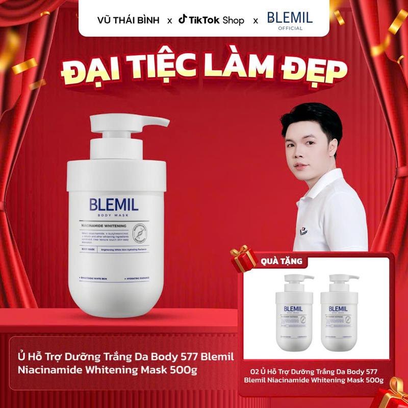   KOL Vũ Thái Bình   Mua 1 Tặng 2  Ủ Hỗ Trợ Dưỡng Trắng Da Body 577 Blemil Niacinamide Whitening Mask 500g. 