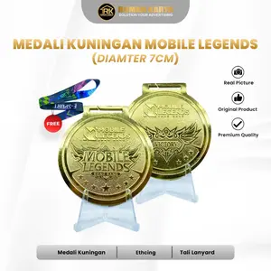 Medali Kuningan Mobile Legends Diameter 7cm  - Mendali Kuningan Game Tebal 1mm - 3mm Free Lanyard