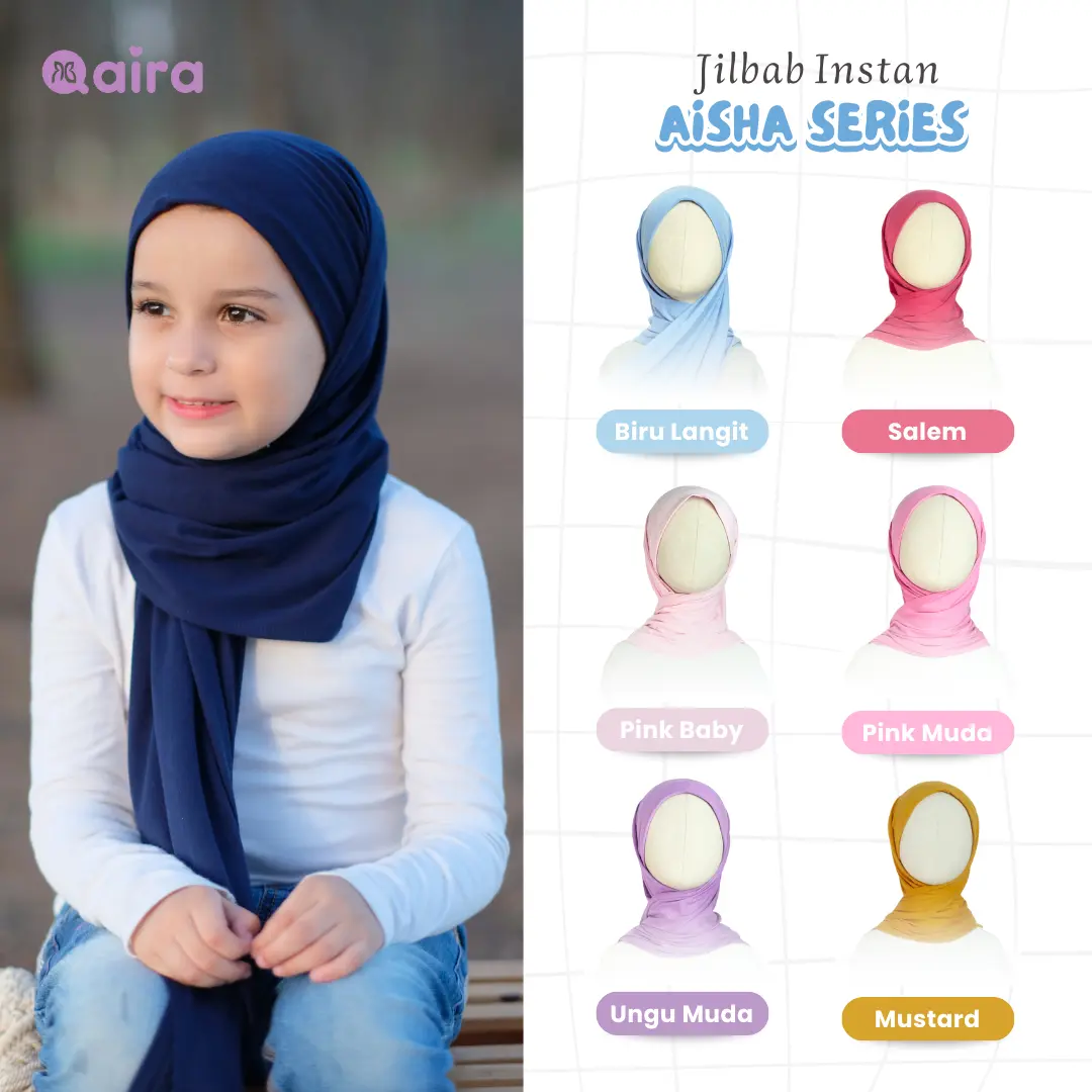 Qaira Jilbab Pasmina Instan Anak Perempuan Rayon Aisha Series