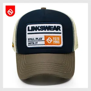 LINKSWEAR Topi Jaring Trucker Hat Pria Dewasa LTT100 Bahan Lotto Busa Nyaman Adjustable 60-63 cm Original Distro Grey Navy Cream