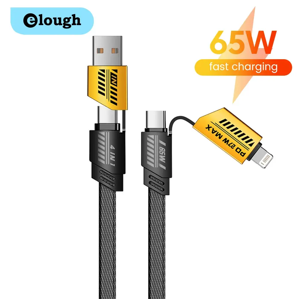 4 in 1 65W Fast Charging Cable USB Type C To USB C / Lighting Cable for iPhone 15 Pro Max Huawei Xiaomi PD Mobile Phone Cable