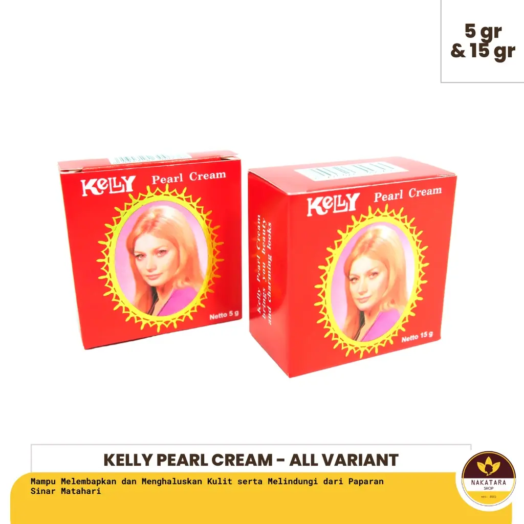 Kelly Pearl Cream Ukuran 5 dan 15 gram ORIGINAL - Pelembab Wajah BPOM NA18190305516 - , Muka