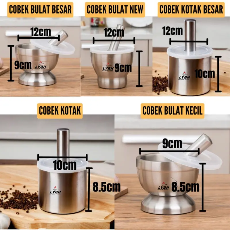 COD【Cobek】Cobek Stianless/Penggiling Baja Tahan Karat 304, Penggiling Bawang Putih Padat/Penumbuk Bawang Putih Padat Baja Tahan Karat Penggiling Rumah Tangga dan Panci Penumbuk Manual Penghancur Bawang Putih Mortar Bawang Putih/cobek Stianless/Pakar 3