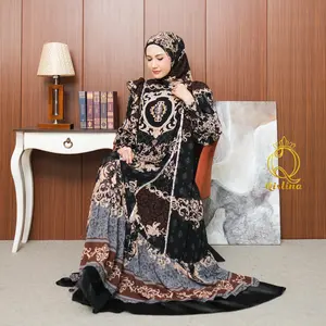 Qisti Series 7 Dress set hijab Gaun Gamis Wanita Elegan bobydoll Printing Mutif Terbaru Pakaian Mewah Nyaman dengan Desain Unik dan Menarik Baju Gamis Wanita Abaya Busana Muslim Tebal Motif Syari