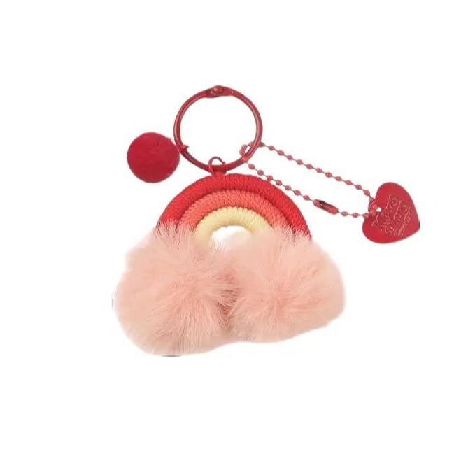Bag Aksesoris Gantungan Kunci Tas Bentuk Pelangi Macrame Pom Pom Rainbow Hiasan 2