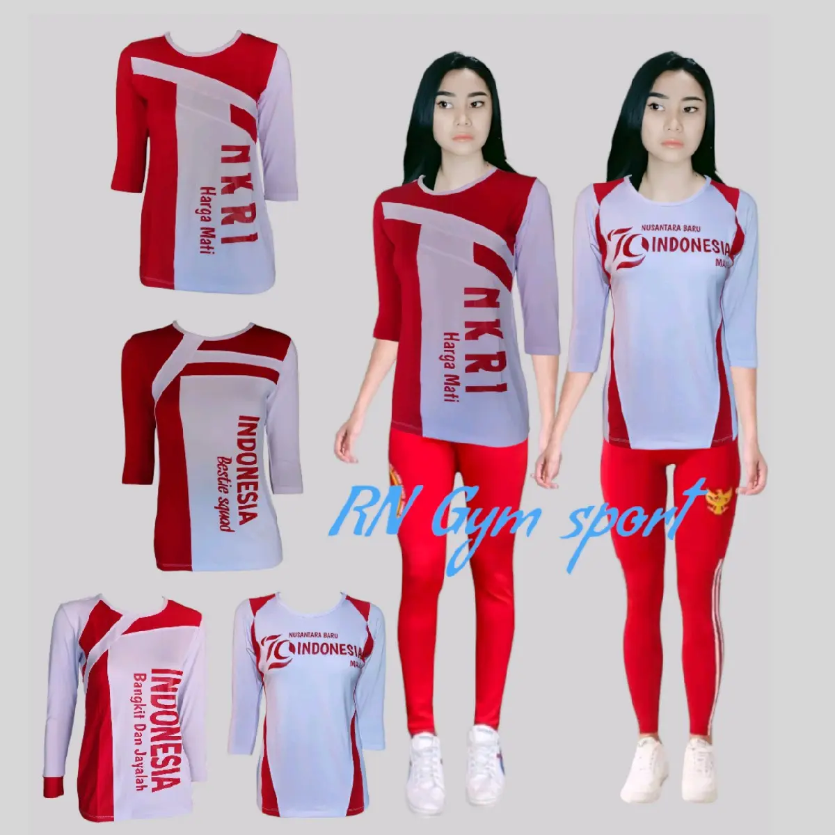 TSHIRT olah raga baju kaos atasan senam wanita edisi merah putih Sport