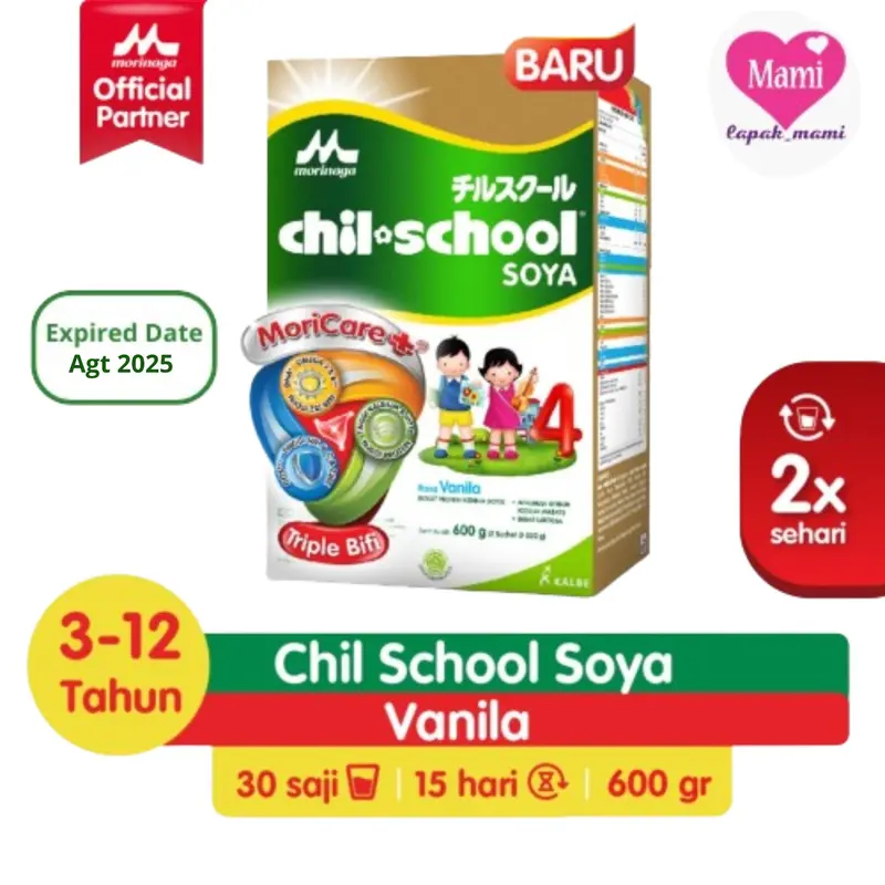 ChilSchool Soya Vanila Madu 600gr Susu Bubuk Pertumbuhan Anak Alergi Susu Sapi Usia 3-12 tahun 1