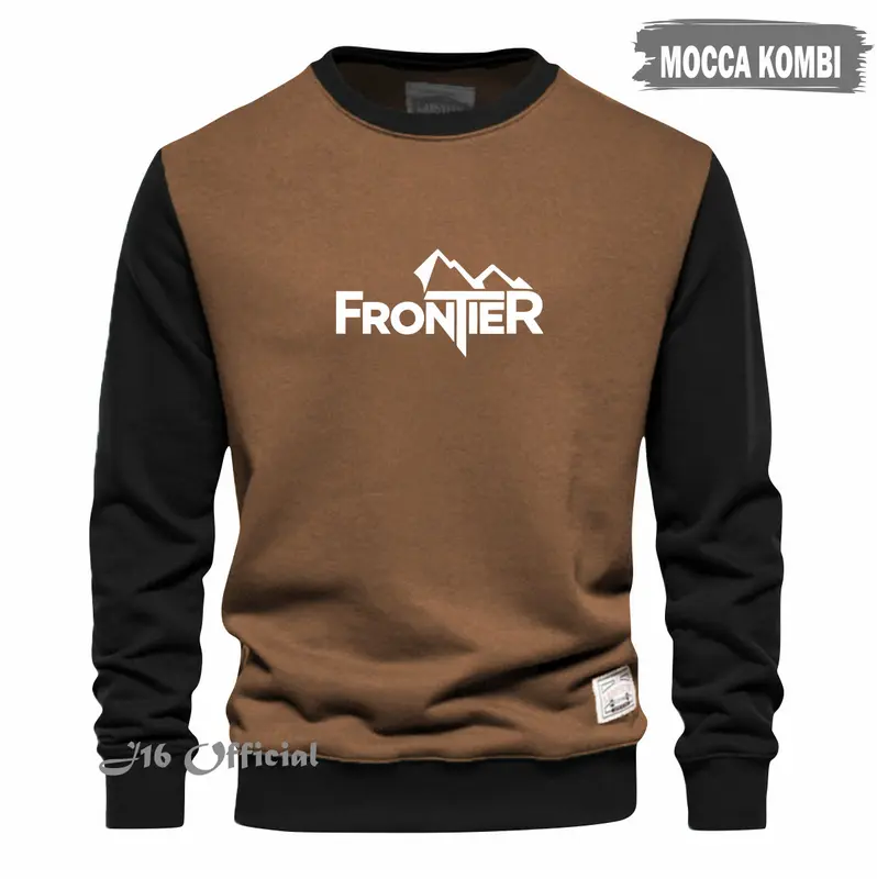 CREWNECK KOMBINASI SWEATER Oblong Pria Wanita Fleece Tebal Lembut 4