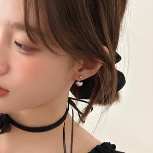 EAR PARTNER-heart nicheピアス 高級感あるバックハンギングデザイン シルバーピアス 新しいホットセリングピアス レディース用(eh-2315)