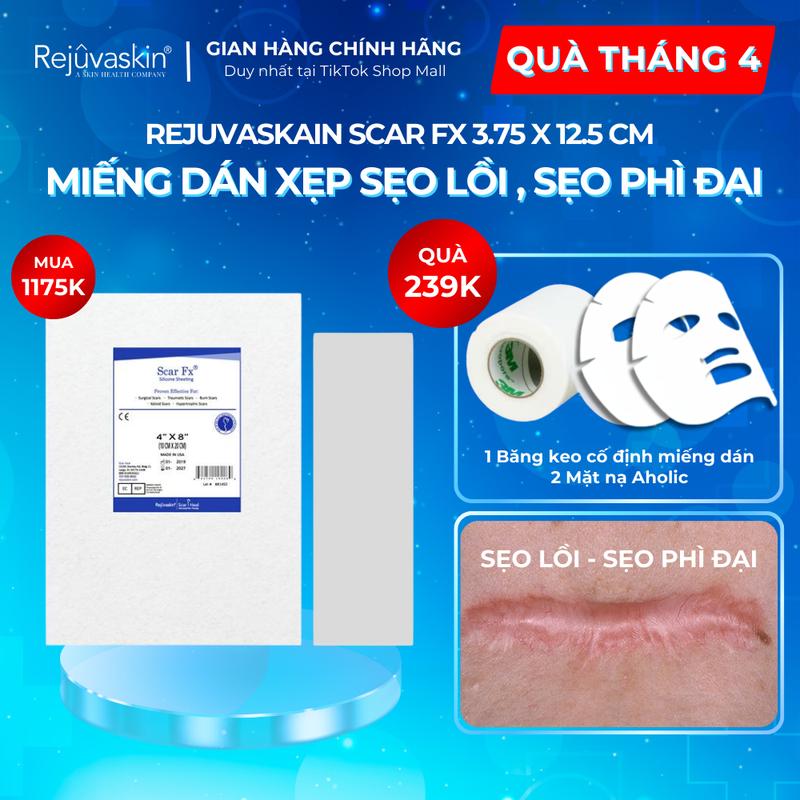 Miếng Dán Mờ Sẹo Lồi - Sẹo Phì Đại - Sẹo Phẫu Thuật Rejuvaskin Scar FX 3.75 x 12.5cm, Làm từ Silicone y tế, Hỗ Trợ Làm Mờ và Làm Xẹp sẹo skin care