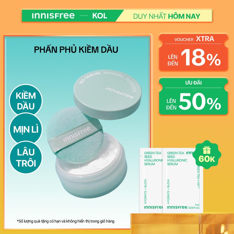 [INNISFREE x KOL] Phấn phủ bột kiềm dầu, mịn lì lâu trôi INNISFREE No Sebum Mineral Powder 5g
