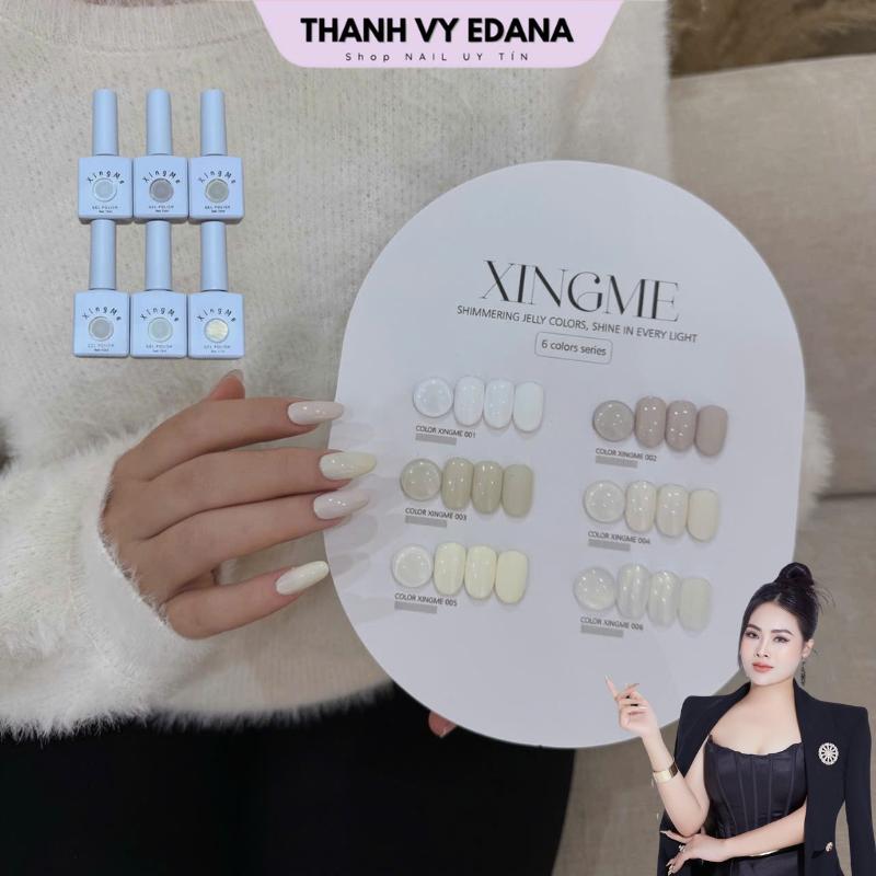 Sơn trắng XINGME sét 6 màu mã XM-07 Tặng bảng màu sơn gel móng tay màu trắng THANH VY EDANA