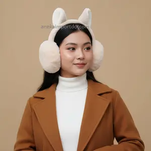 Earmuff Cat Ear Fluffy Lucu Plushy Premium Penutup Telinga Kucing Musim Dingin